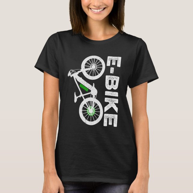 Retro Graphic E-Bike Mountainbiking Bicycle E-Bike T-Shirt (Front)