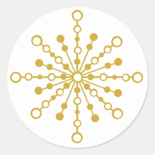 Retro Graphic Golden Snowflake Classic Round Sticker