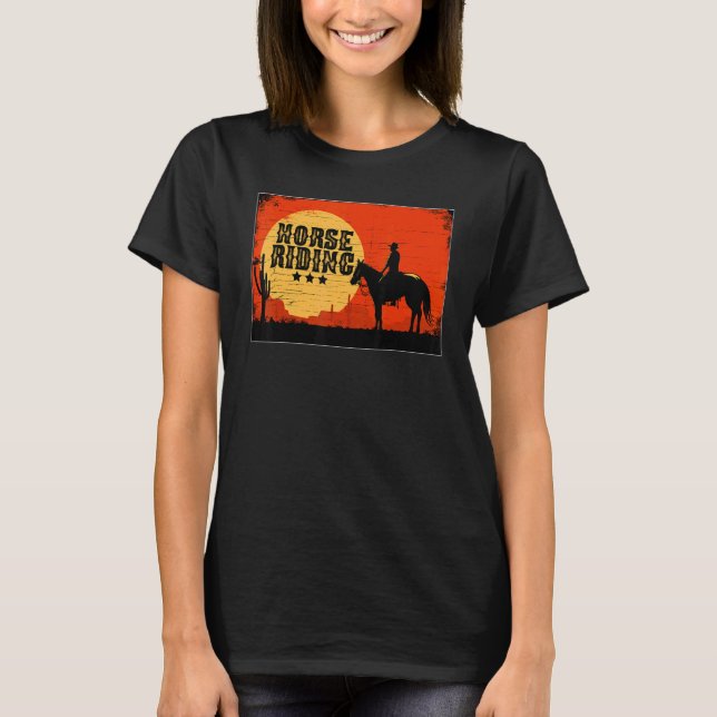 Retro Graphic Horse Lover Equestrian Rider Horses  T-Shirt (Front)
