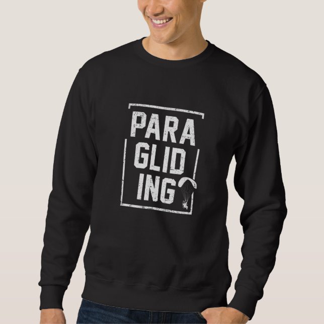 Retro Graphic Paragliding Paraglider Parachute Sky Sweatshirt (Front)