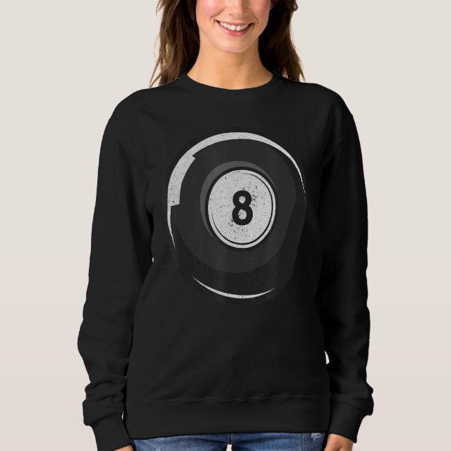 Retro Graphic Pool Billard Snooker Billard Cue 8 B Sweatshirt (Front)