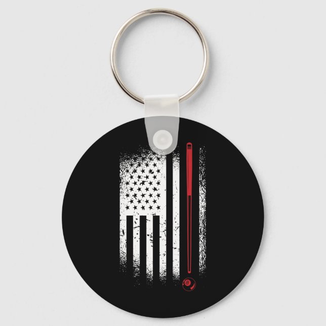 Retro Graphic Pool Billard Snooker Billard Cue 8-l Key Ring (Front)