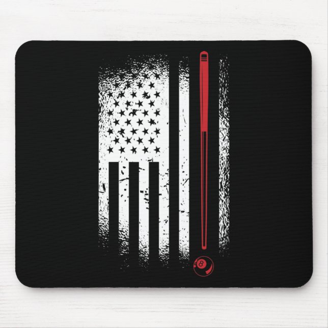 Retro Graphic Pool Billard Snooker Billard Cue 8-l Mouse Pad (Front)