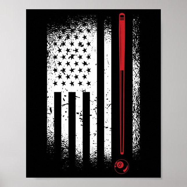 Retro Graphic Pool Billard Snooker Billard Cue 8-l Poster (Front)