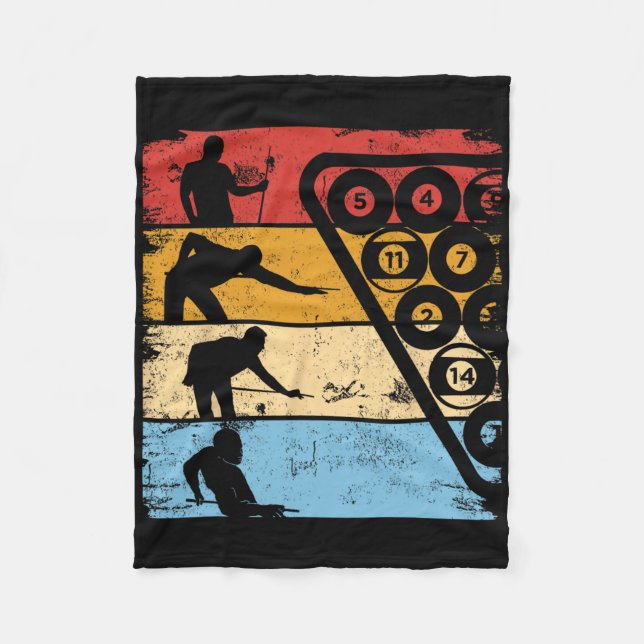 Retro Graphic Pool Billiard Snooker Billard Cue 8- Fleece Blanket (Front)