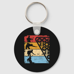 Retro Graphic Pool Billiard Snooker Billard Cue 8- Key Ring