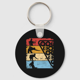 Retro Graphic Pool Billiard Snooker Billard Cue 8- Key Ring