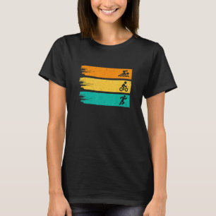 Retro Graphic Run Bike Swim Triathlon Triathlete S T-Shirt