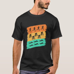 Retro Graphic Run Bike Swim Triathlon Triathlete S T-Shirt