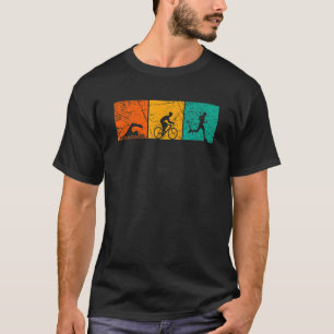 Retro Graphic Run Bike Swim Triathlon Triathlete S T-Shirt