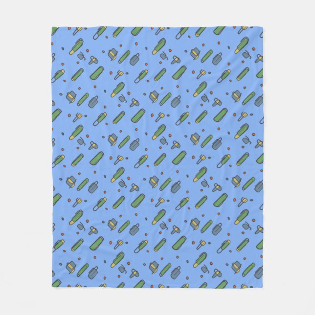 Retro Graphical Flying Clips Pattern on any Colour Fleece Blanket (Front)
