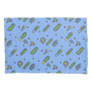 Retro Graphical Flying Clips Pattern on any Colour Pillowcase