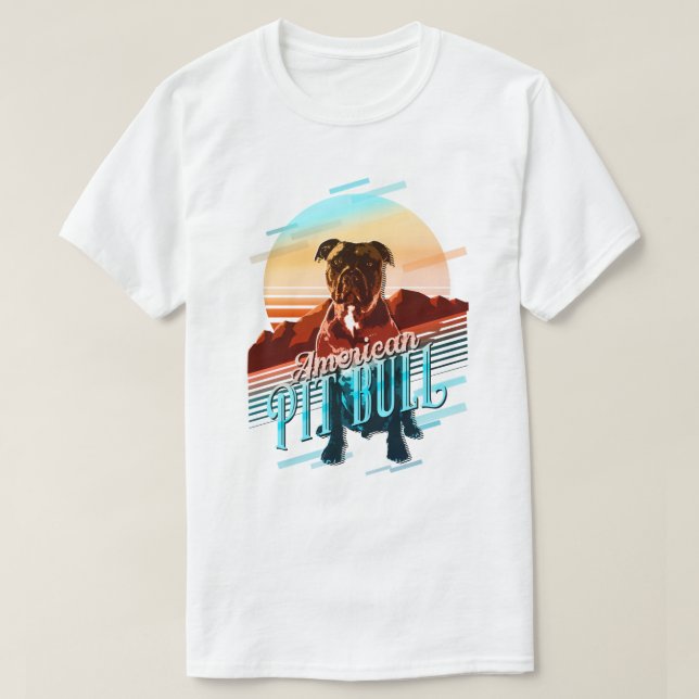 Retro Graphics American Pit Bull Multi-Colour ID75 T-Shirt (Design Front)