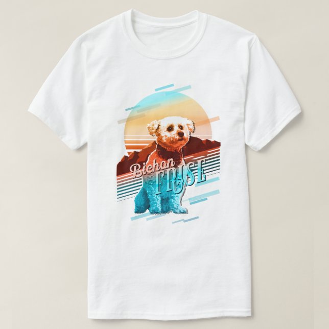 Retro Graphics Bichon Frise Multi-Colour ID754 T-Shirt (Design Front)