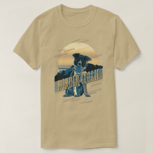 Retro Graphics Border Collie Blue ID754 T-Shirt