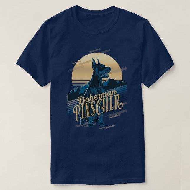 Retro Graphics Doberman Blue ID754 T-Shirt (Design Front)