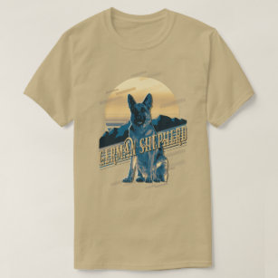 Retro Graphics German Shepherd Blue ID754 T-Shirt