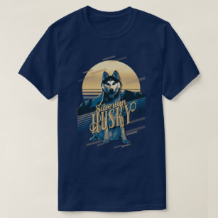 Retro Graphics Siberian Husky Blue ID754 T-Shirt