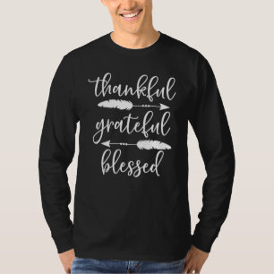 Retro Grateful Thankful Blessed Feather Arrow Than T-Shirt