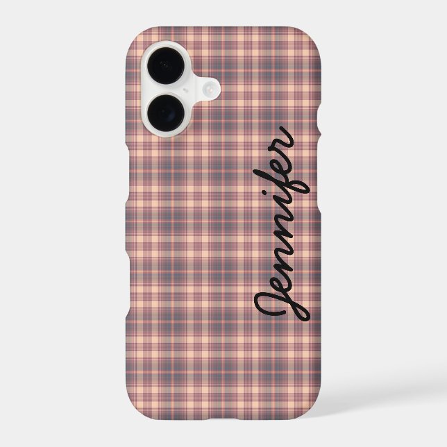Retro Gray and Pink Plaid, Script Name, (Back)