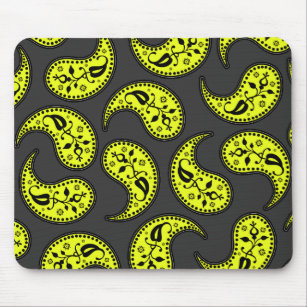 Retro Gray And Yellow Paisley Pattern Mousepad