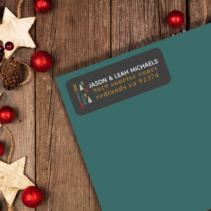 Retro Gray Colorful Oh Christmas Tree Address