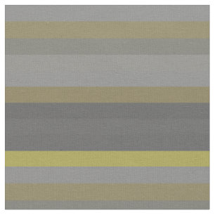 Retro Gray Mustard Horizontal Stripes Fabric