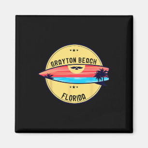 Retro Grayton Beach Florida Beach Surfing Magnet