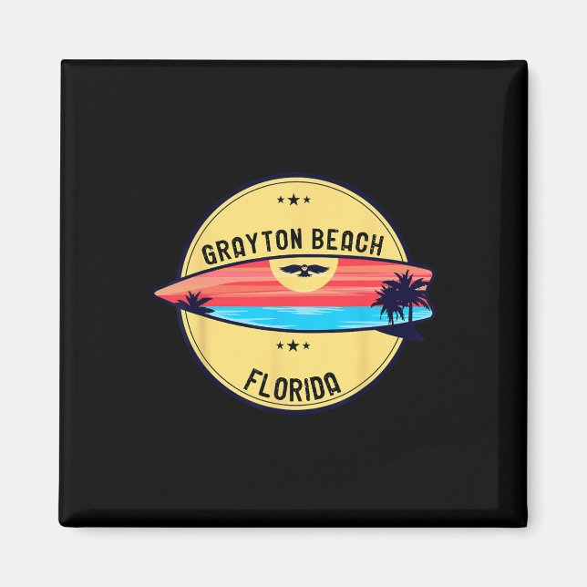 Retro Grayton Beach Florida Beach Surfing  Magnet (Front)