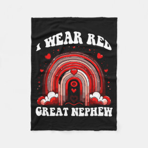 Retro Great Nephew Heart Disease Awareness Rainbow Fleece Blanket