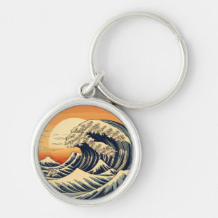 Retro Great Ocean Waves Key Ring
