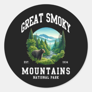 Retro Great Smoky Mountains National Park Men Wome Classic Round Sticker