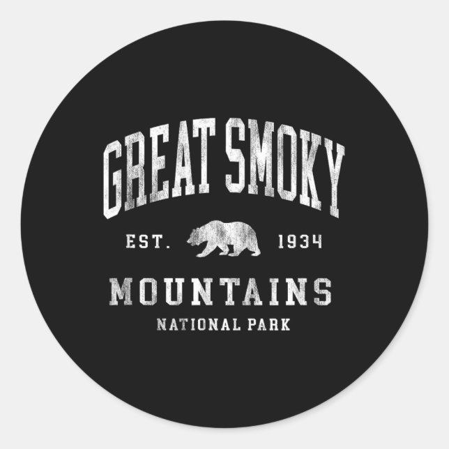 Retro Great Smoky Mountains National Park Mens Wom Classic Round Sticker (Front)