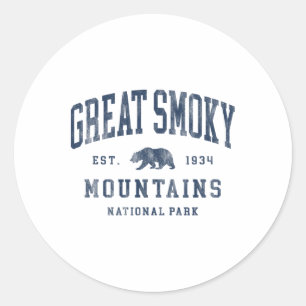 Retro Great Smoky Mountains National Park Mens Wom Classic Round Sticker