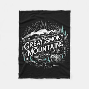 Retro Great Smoky Mountains National Park Mens Wom Fleece Blanket