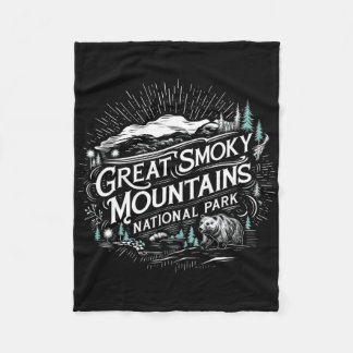 Retro Great Smoky Mountains National Park Mens Wom Fleece Blanket
