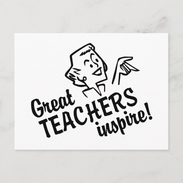 Retro Great Teachers Inspire Postcard (Front)