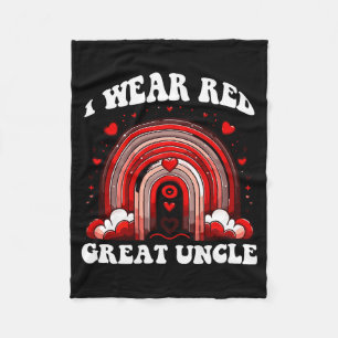Retro Great Uncle Heart Disease Awareness Rainbow  Fleece Blanket
