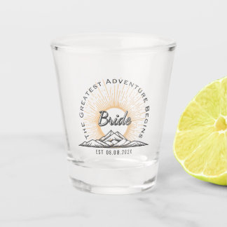 Retro Greatest Adventure Begins Bride Keepsake Shot Glass