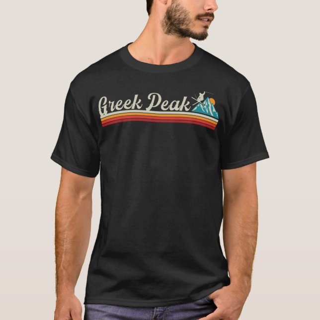 Retro Greek Peak Mountain Ski T-Shirt (Front)