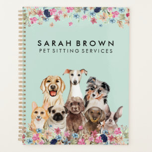Retro Green 80s Dog Grooming Walking Small Pet Planner