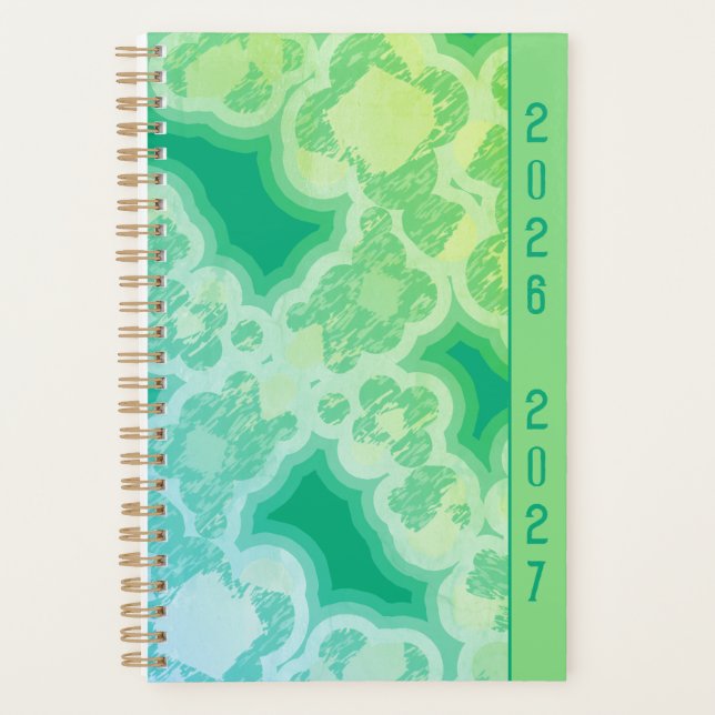 Retro Green Abstract Planner (Front)