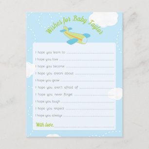 Retro Green Aeroplane Baby Shower Wishes for Baby Invitation