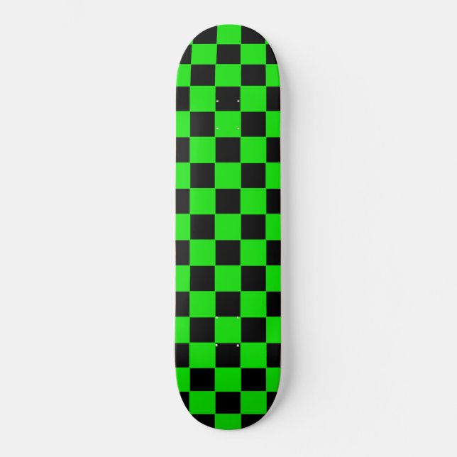 Retro Green and Black Chequered Skateboard (Front)