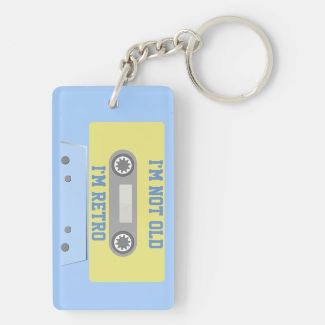 Retro Green and Blue Cassette Tape  Key Ring (Back)