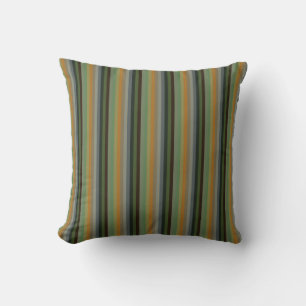 retro green and orange stripes cushion