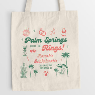 Retro Green and Pink Palm Spring Bachelorette Tote Bag