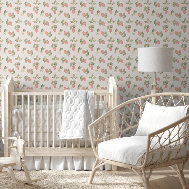 Retro Green and Pink Strawberry Pattern Wallpaper (Creator Uploaded)