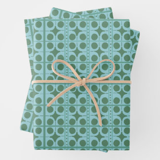 Retro Green and Teal Polka Dot Gift Wrap