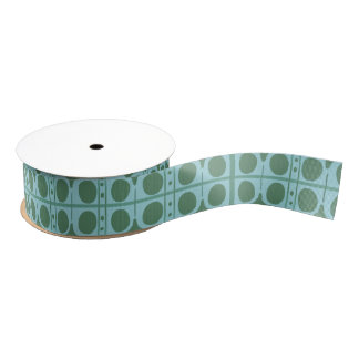 Retro Green and Teal Polka Dot  Grosgrain Ribbon